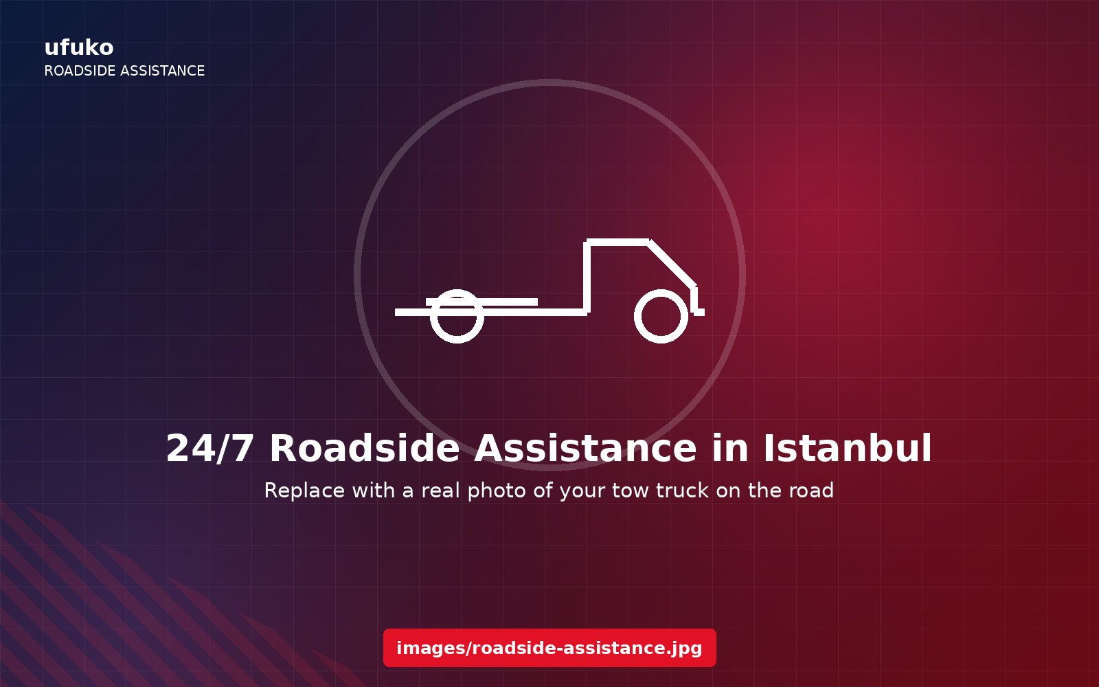 ufuko flatbed tow truck assisting a stranded car on an Istanbul road at night