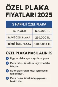 Ozel Plaka Fiyatlari 2025 TC Mavi ve Isimli Plaka Ucretleri